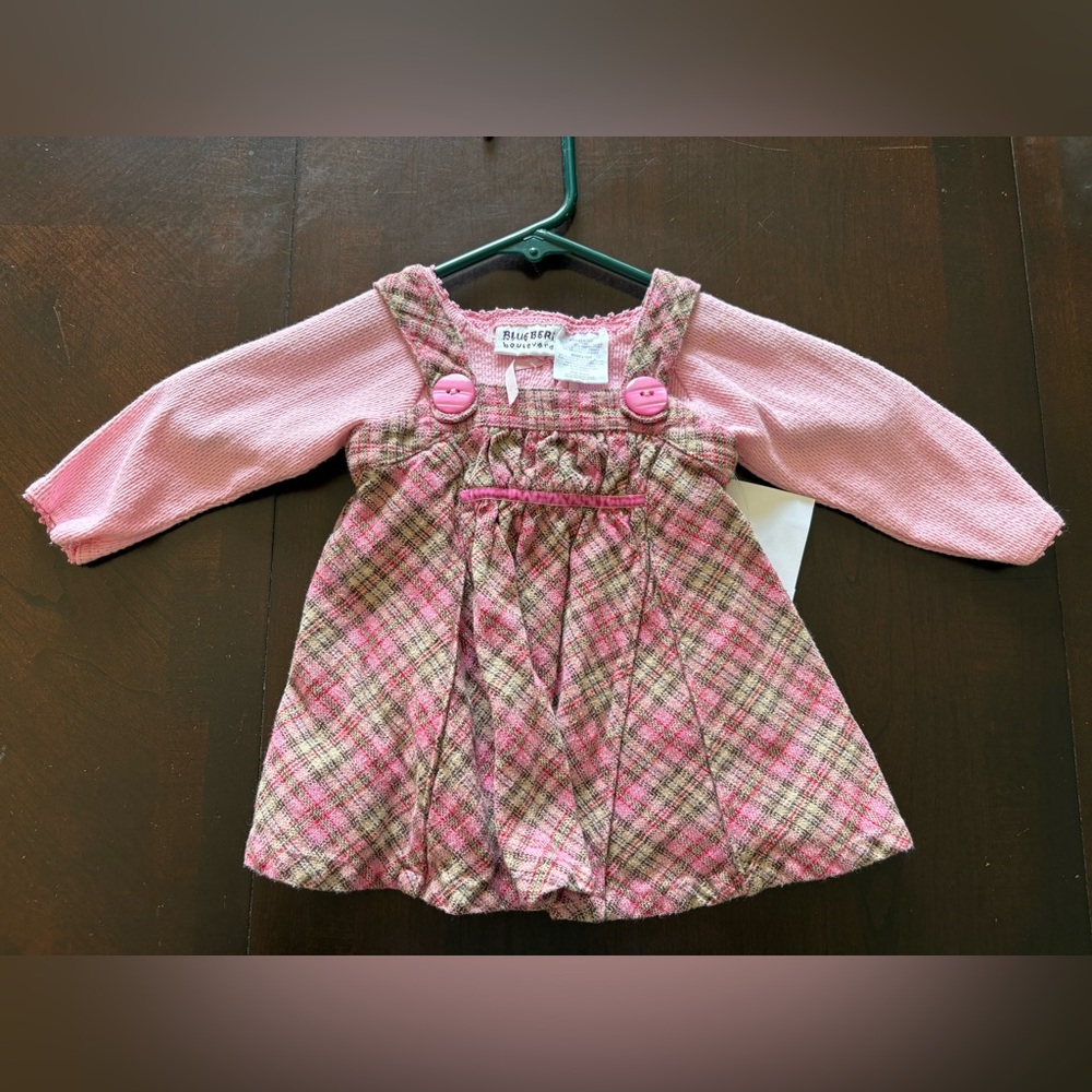 Blueberi Boulevard Pink Plaid Baby Dress